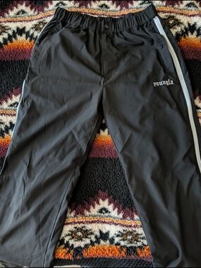 YoungLA Black Track Joggers with White Side-Zip